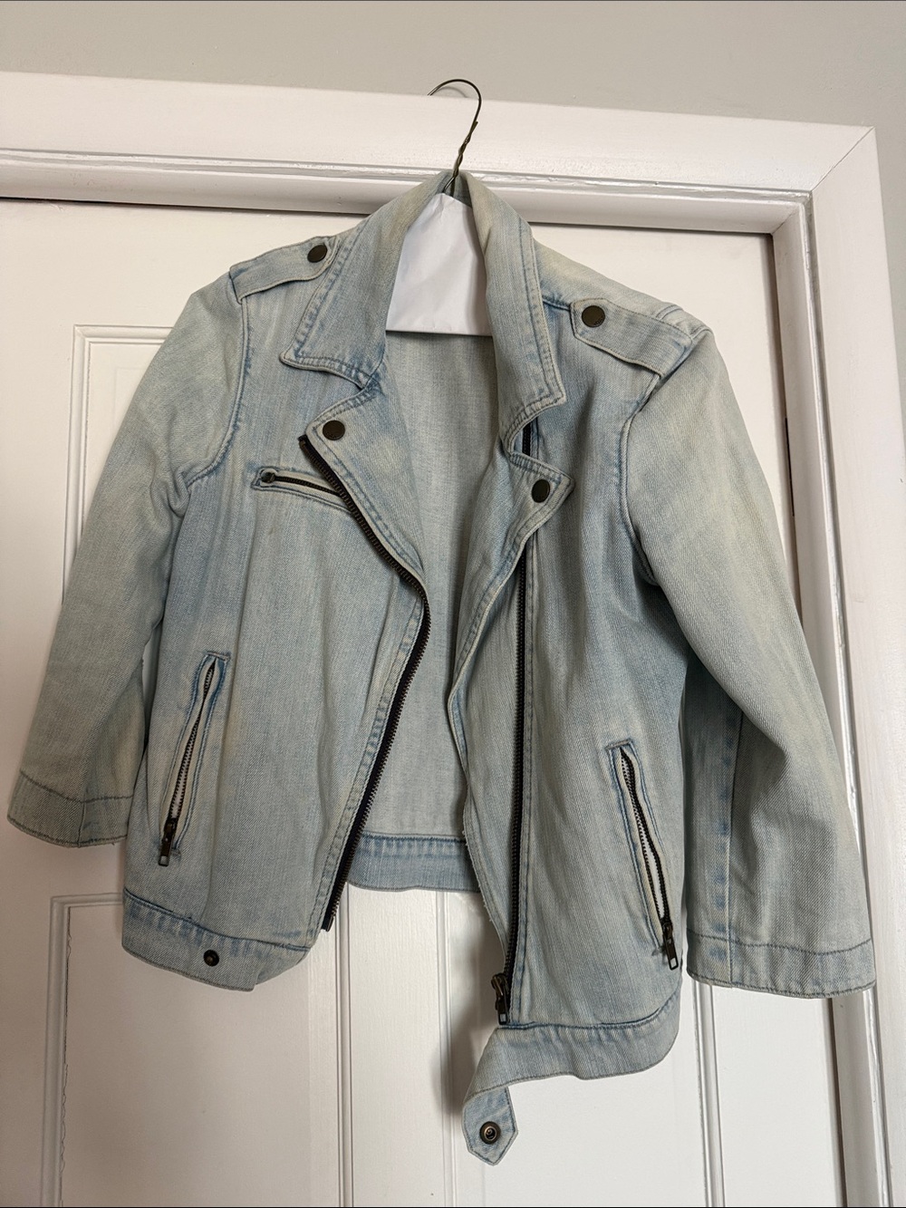 Gap Light Wash Denim Moto Jacket